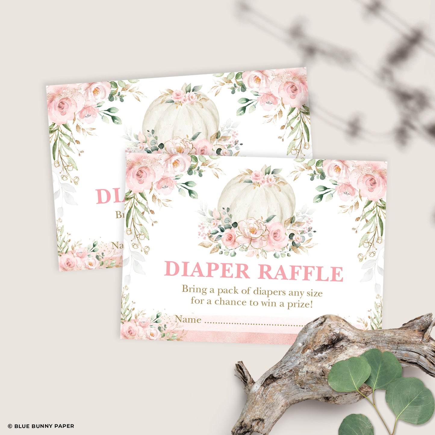Pumpkin Baby Shower Diaper Raffle Card