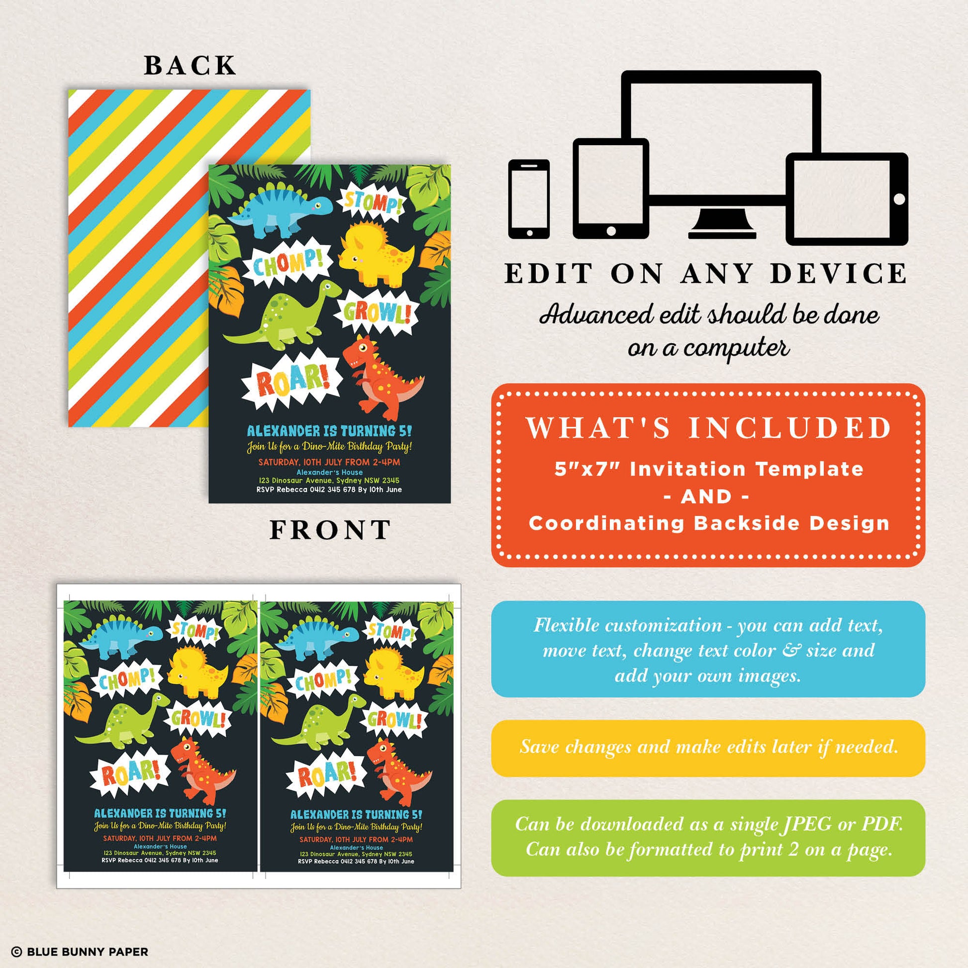 Dinosaur Birthday Invitation