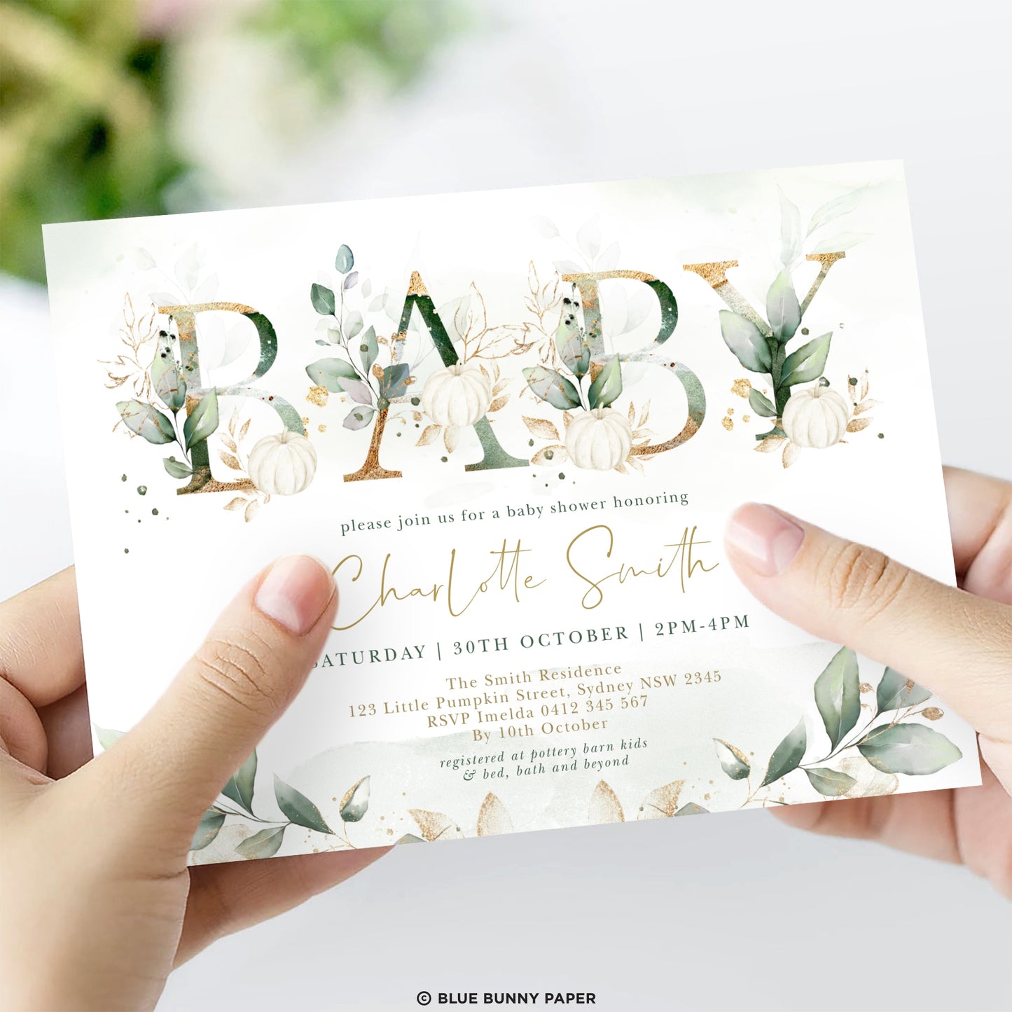 Pumpkin Baby Shower Invitation