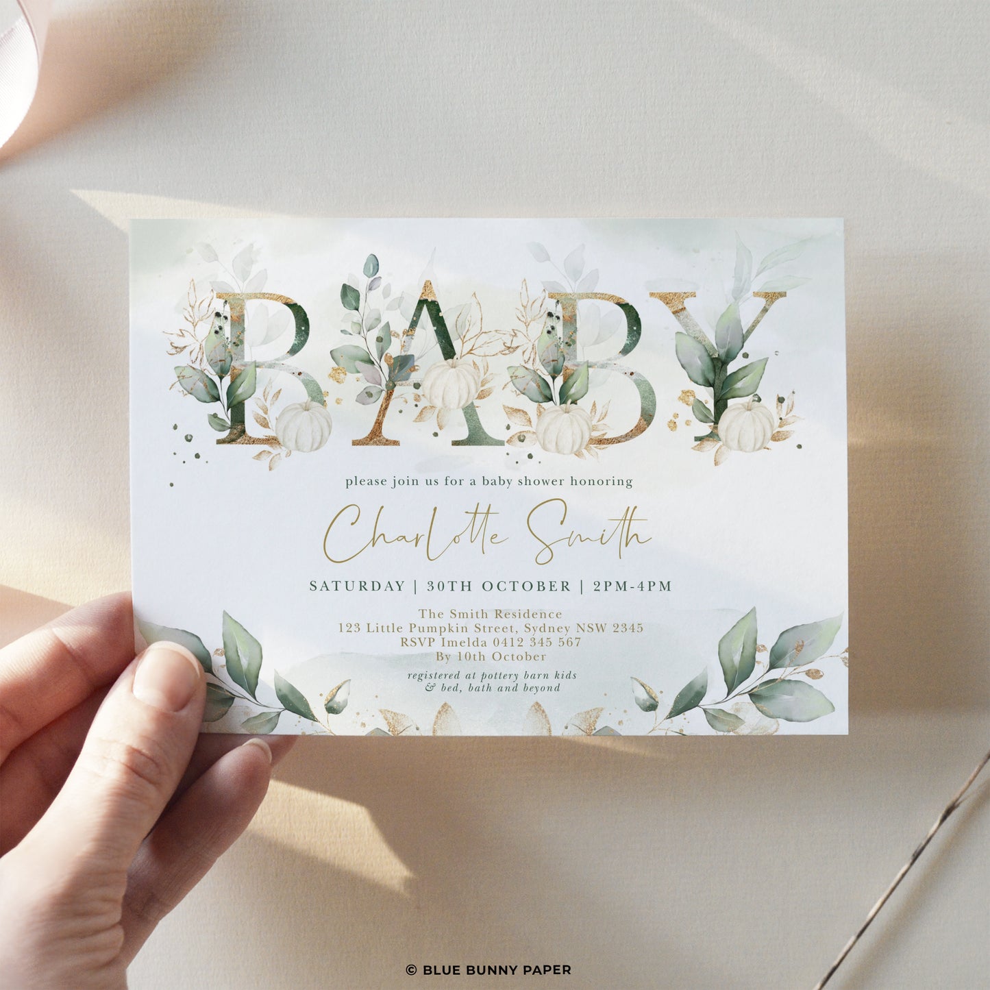 Pumpkin Baby Shower Invitation