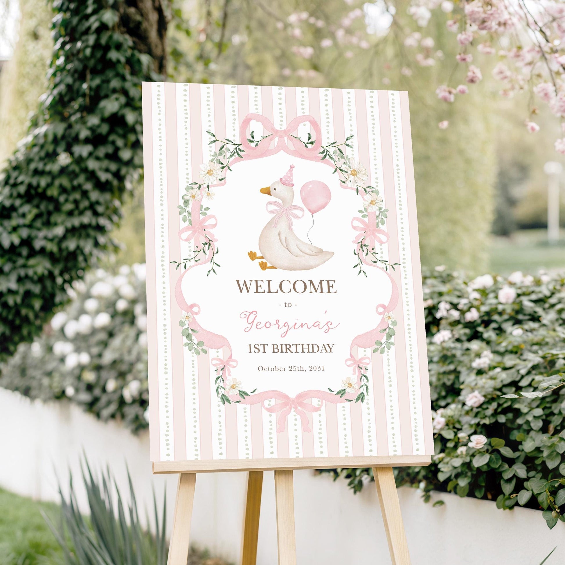 One Silly Goose 1st Birthday Welcome Sign | Editable Corjl Template