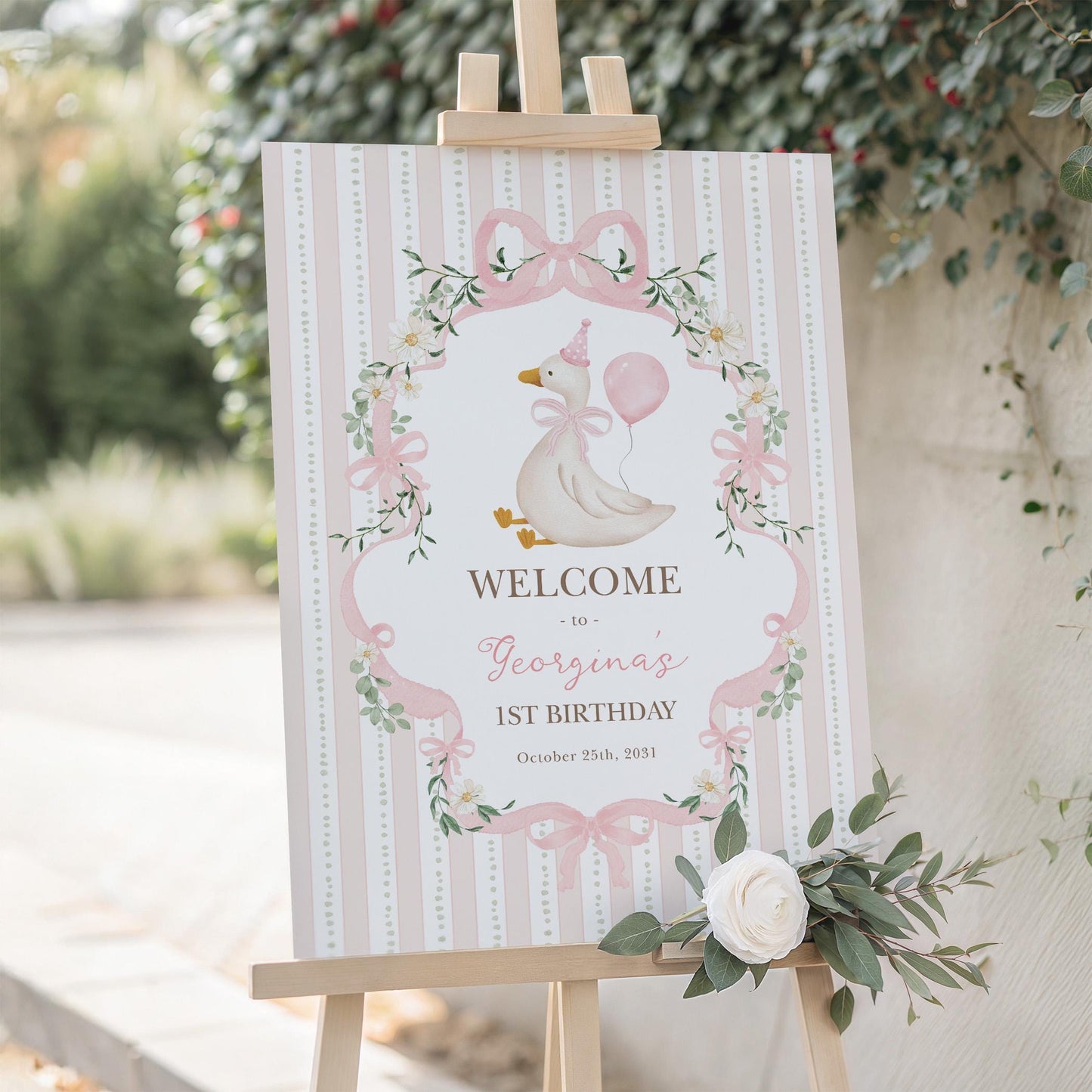 One Silly Goose 1st Birthday Welcome Sign | Editable Corjl Template