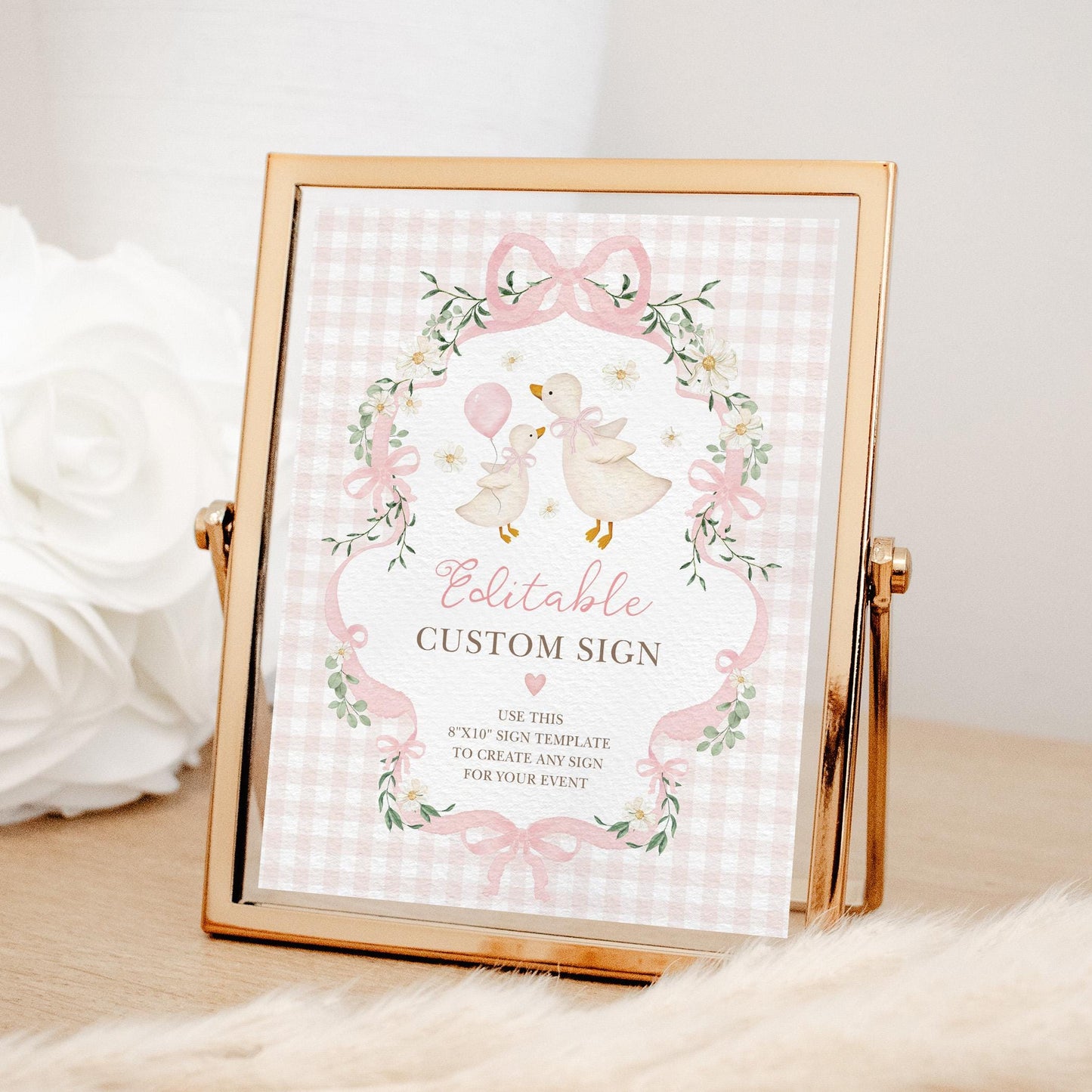 Silly Goose Girl Baby Shower Custom Sign | Editable Corjl Template