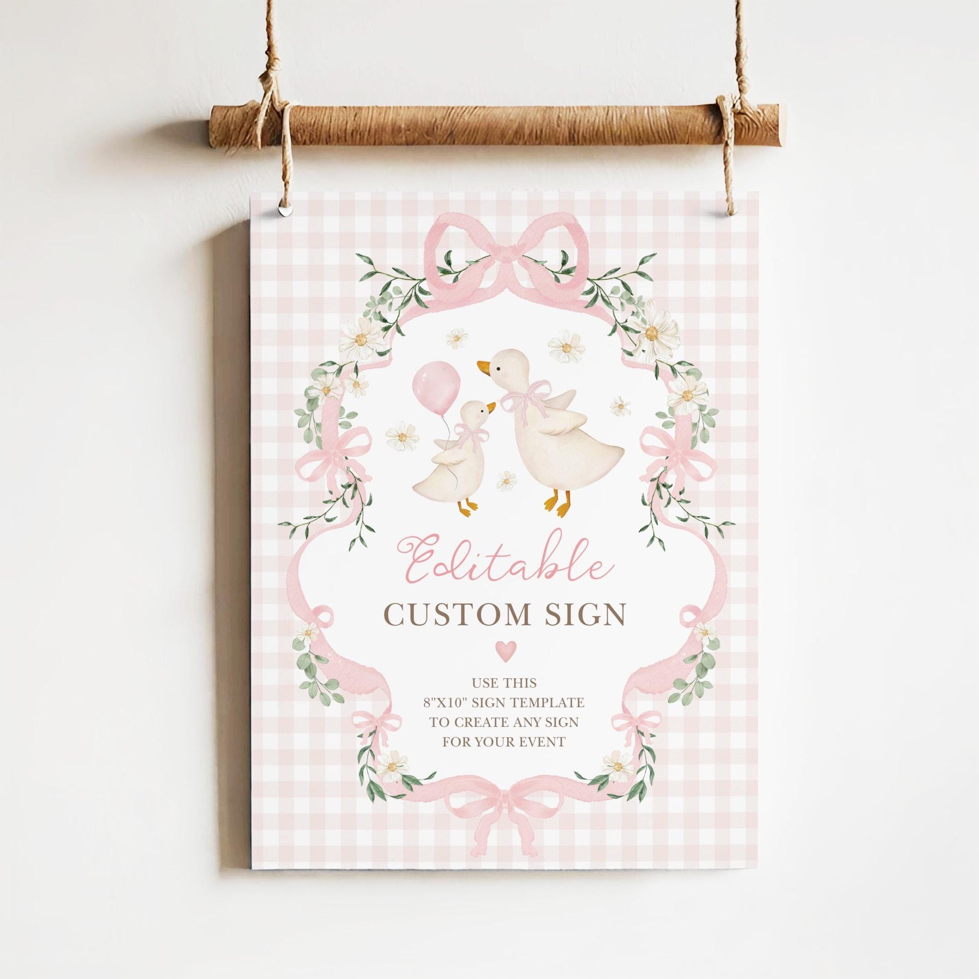 Silly Goose Girl Baby Shower Custom Sign | Editable Corjl Template