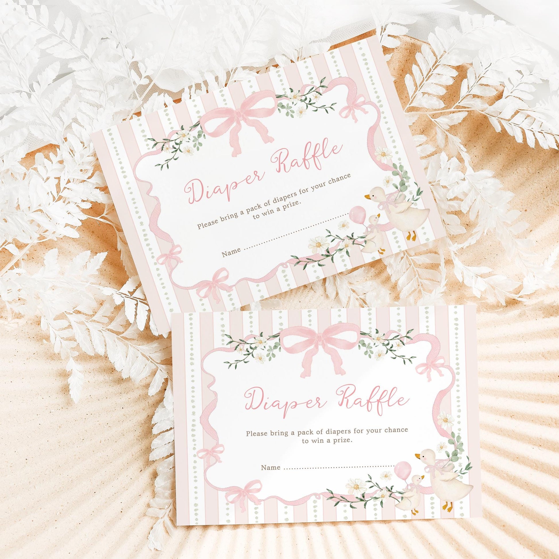 Silly Goose Girl Baby Shower Invitation Bundle | Editable Corjl | Coquette Pink Gingham