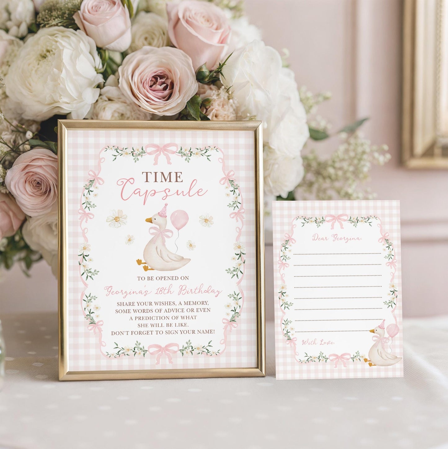 Silly Goose Birthday Time Capsule Sign & Card | Editable Corjl Template
