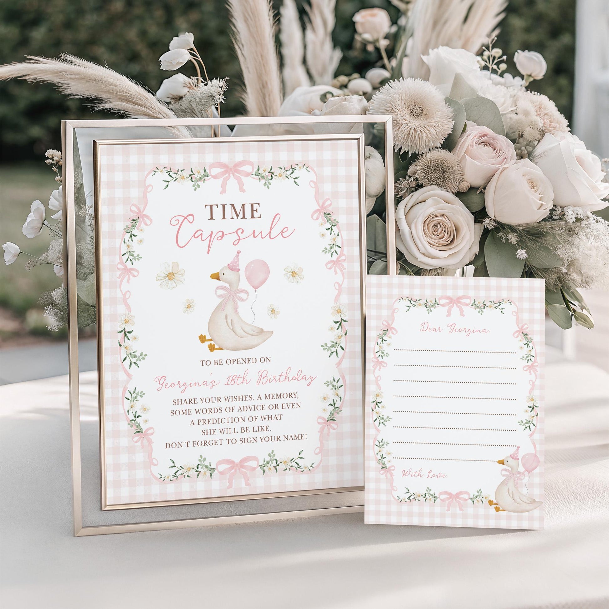 Silly Goose Birthday Time Capsule Sign & Card | Editable Corjl Template