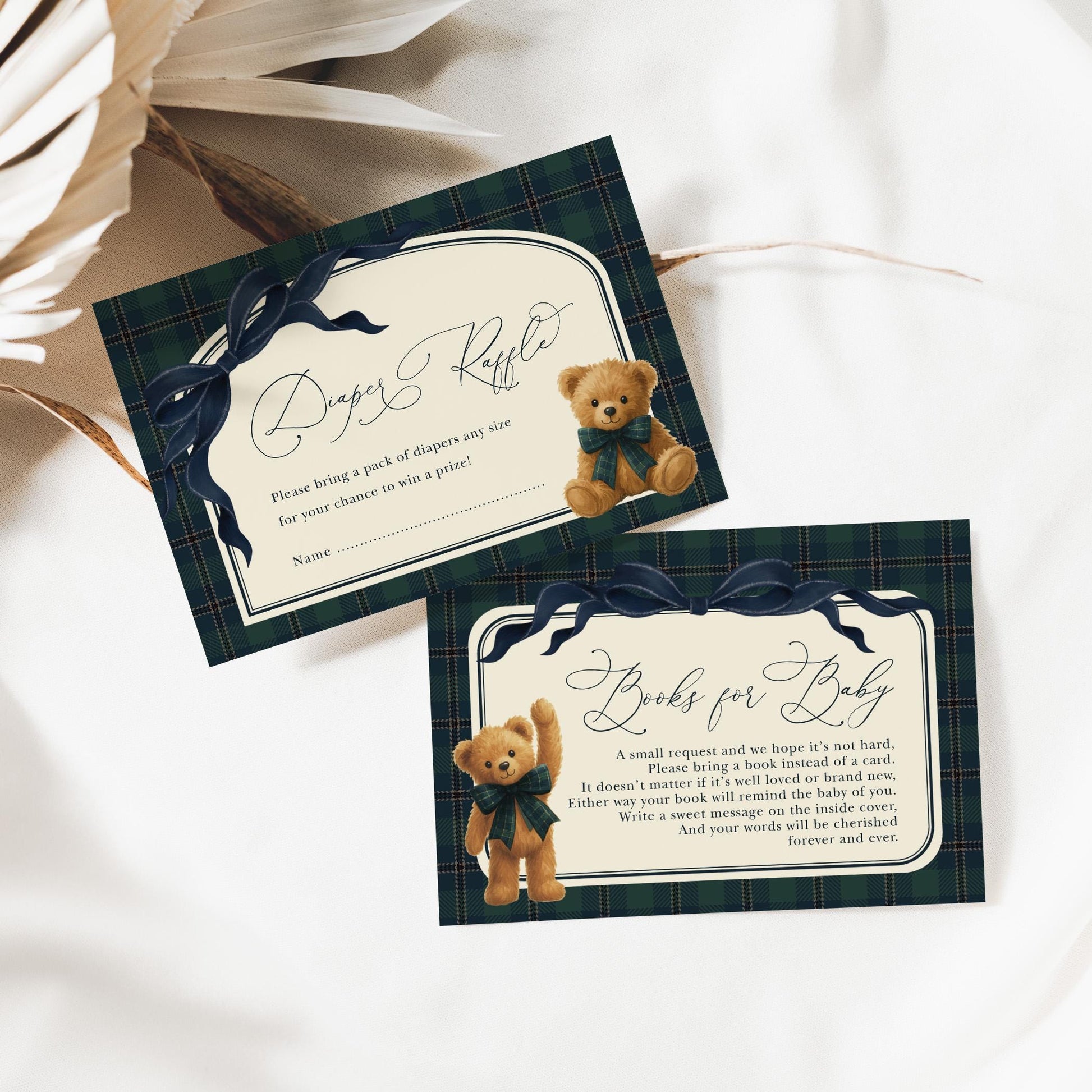 Navy Teddy Bear Baby Shower Invitation Bundle | Editable Corjl | Blue Bunny Printables