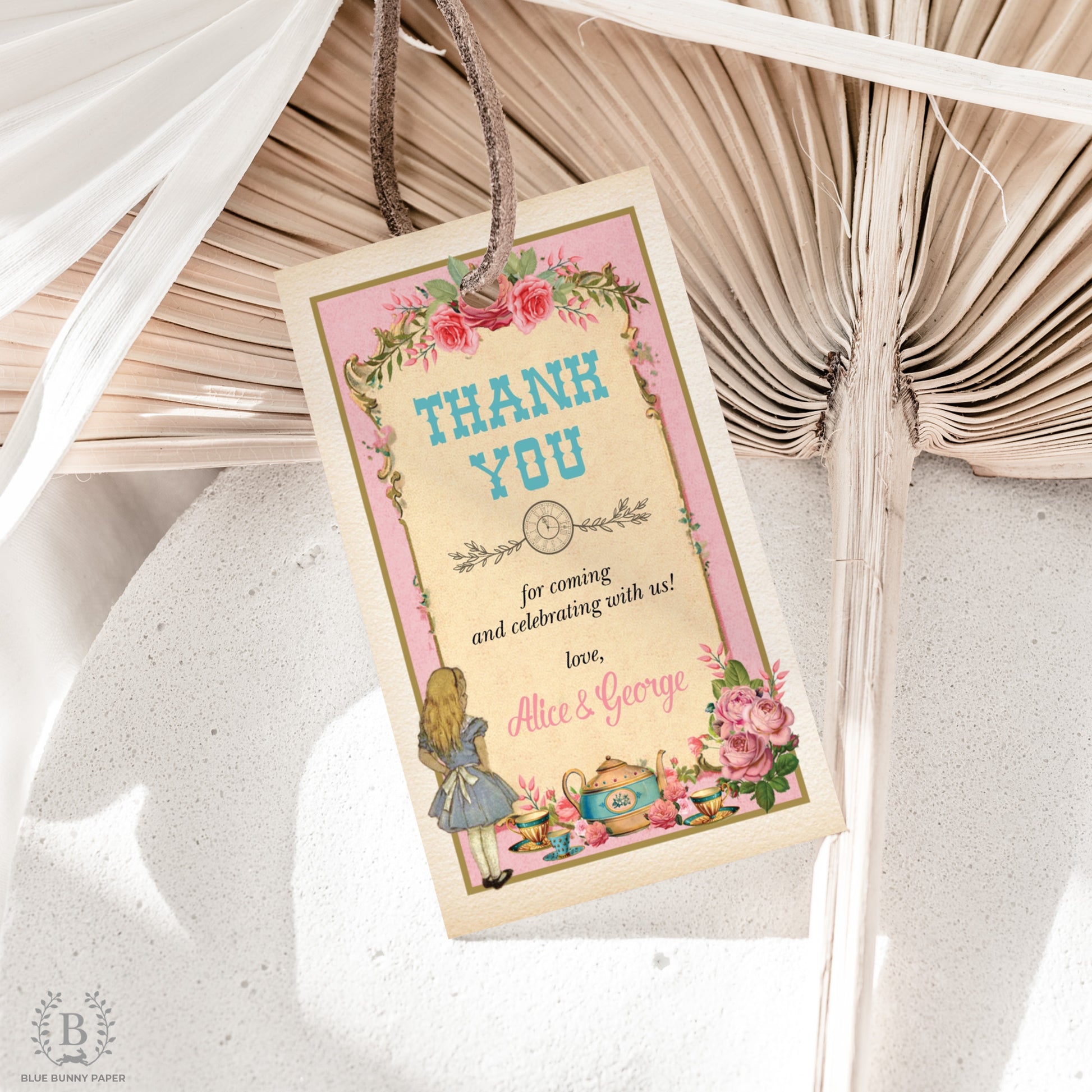 Alice in Wonderland Pink Favor Tags