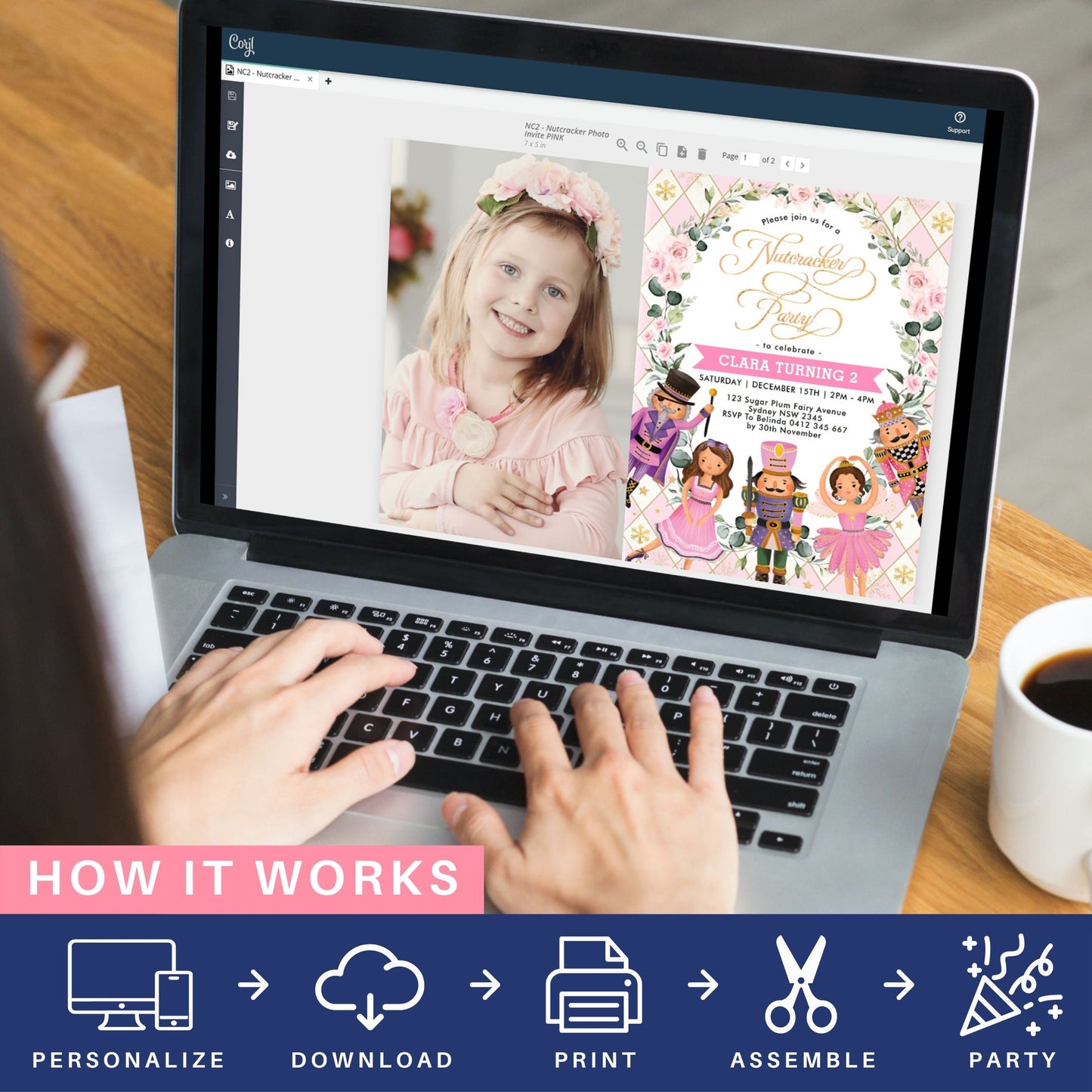 Pink Photo Birthday Invitation