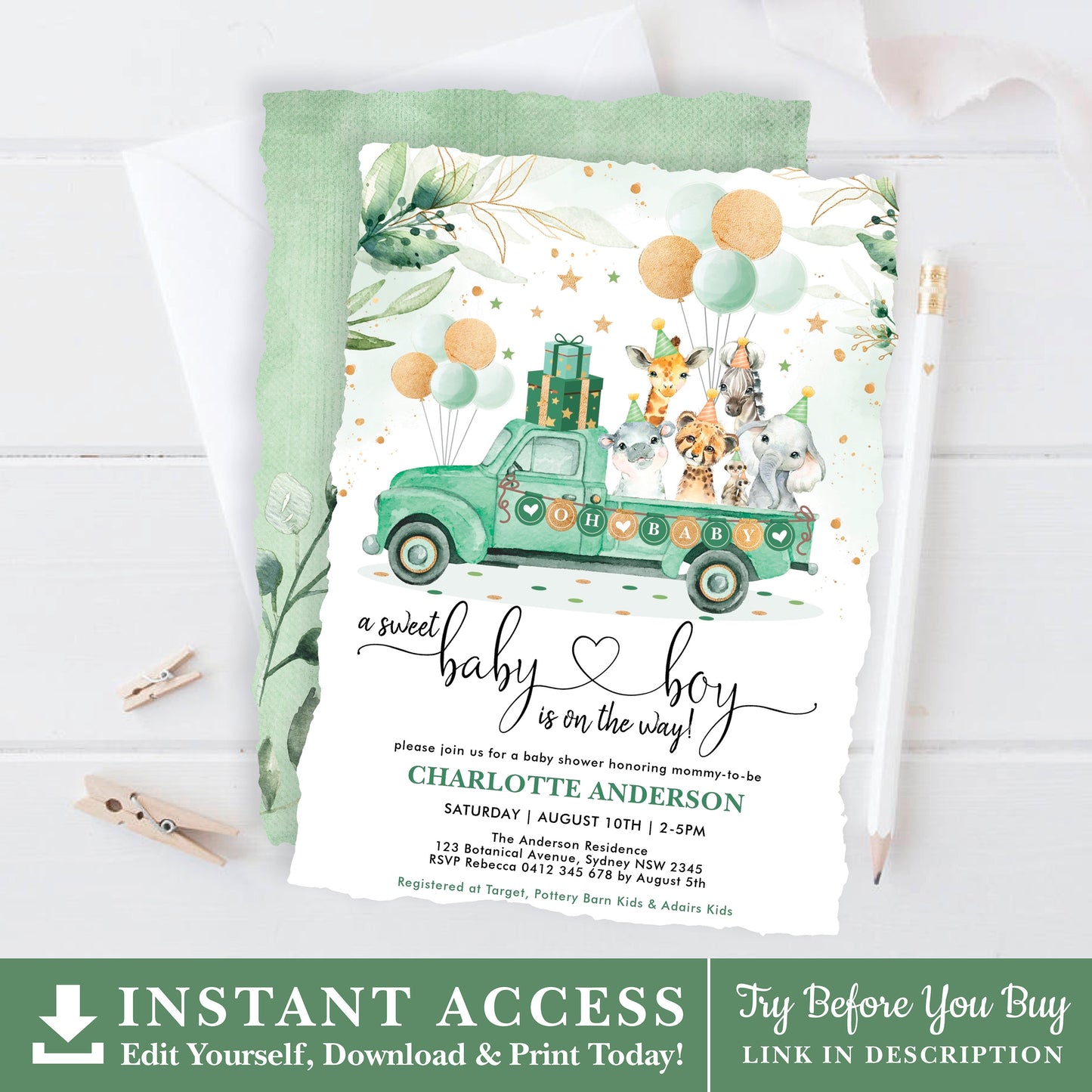 Jungle Baby Shower Invitation