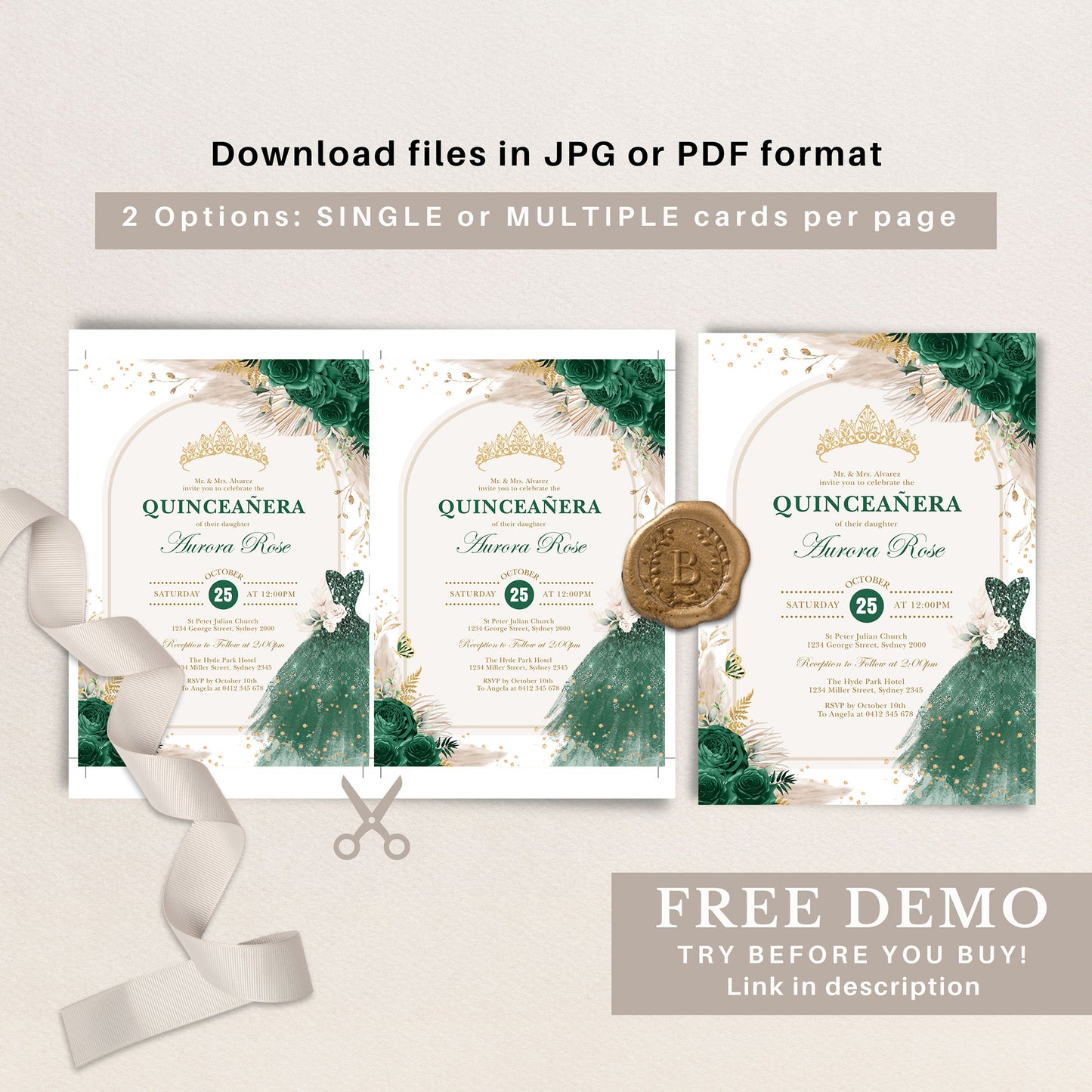Printable Quinceañera Invitation Template