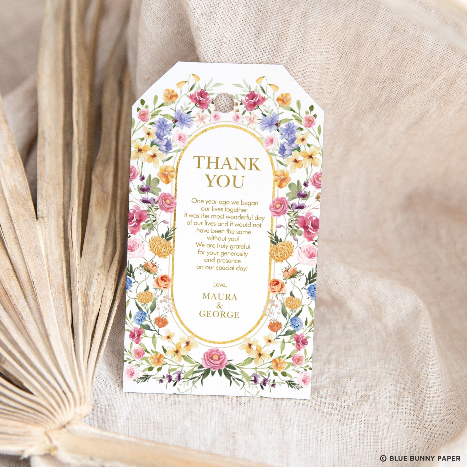 Floral Wedding Favor Tag