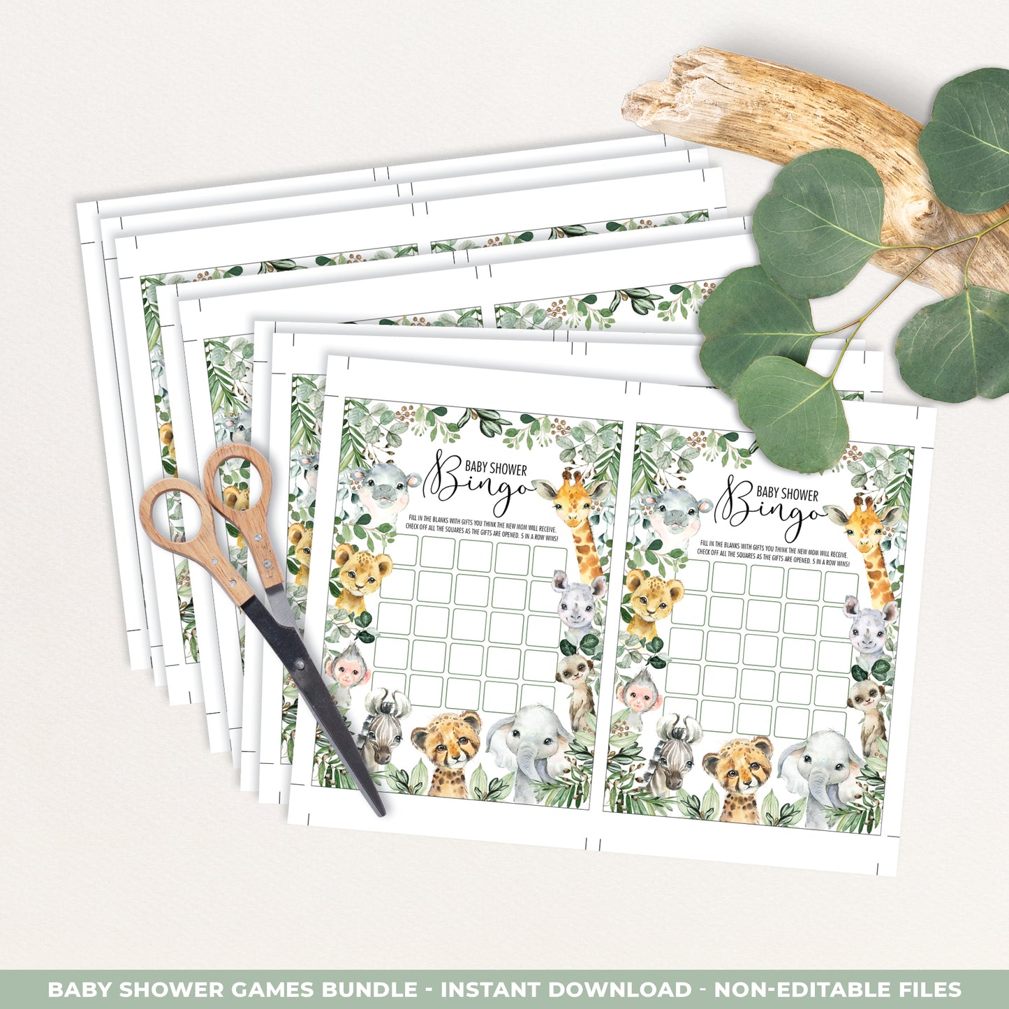 Jungle Baby Shower Games Bundle
