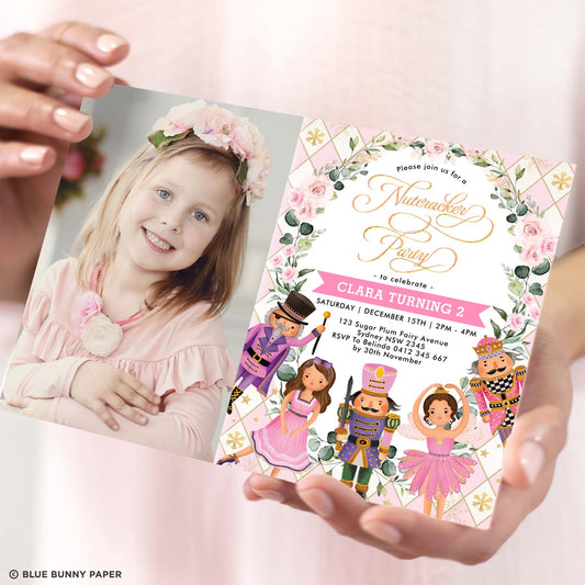 Pink Photo Birthday Invitation