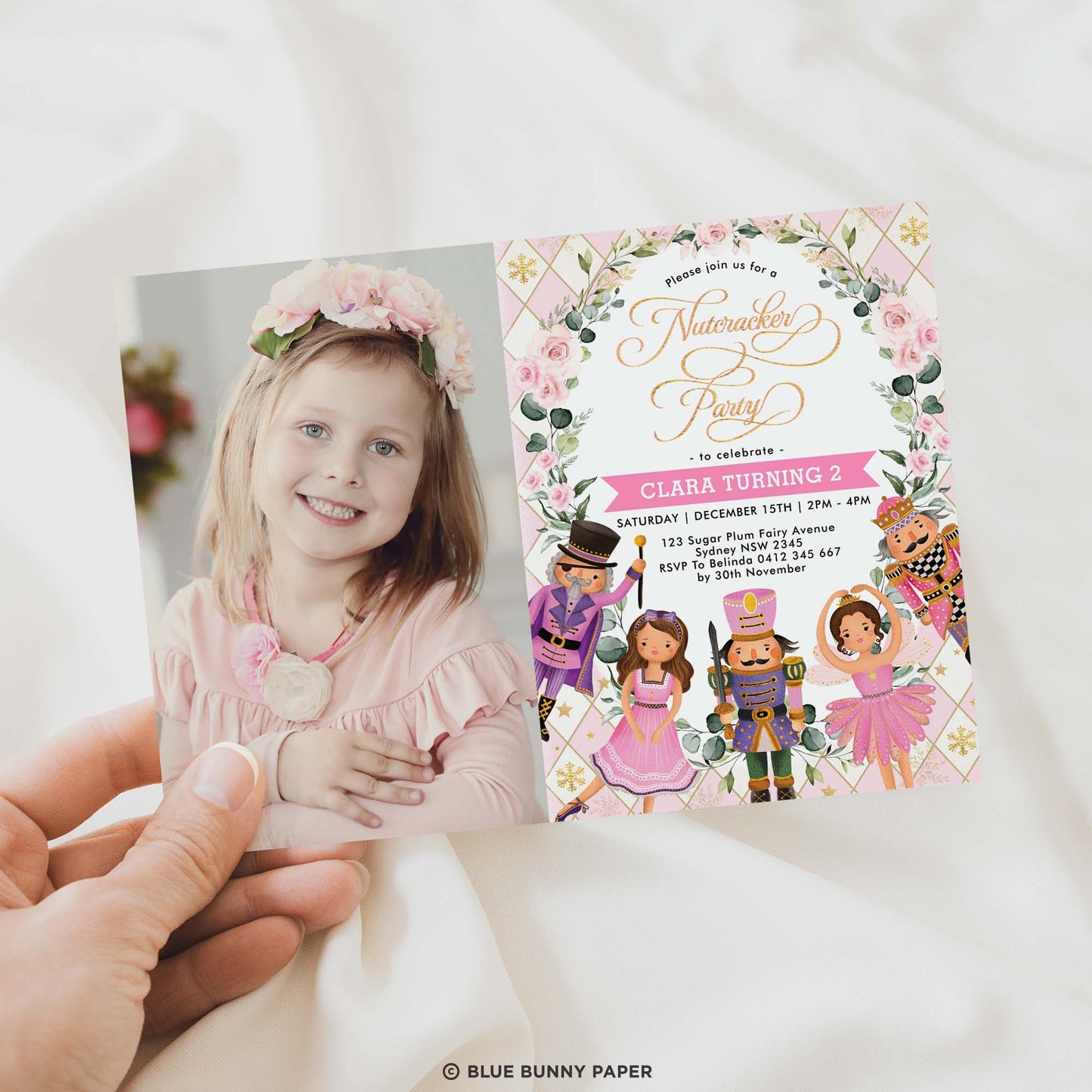 Pink Photo Birthday Invitation
