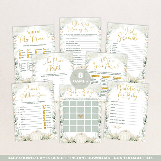 Pumpkin Baby Shower Games Bundle
