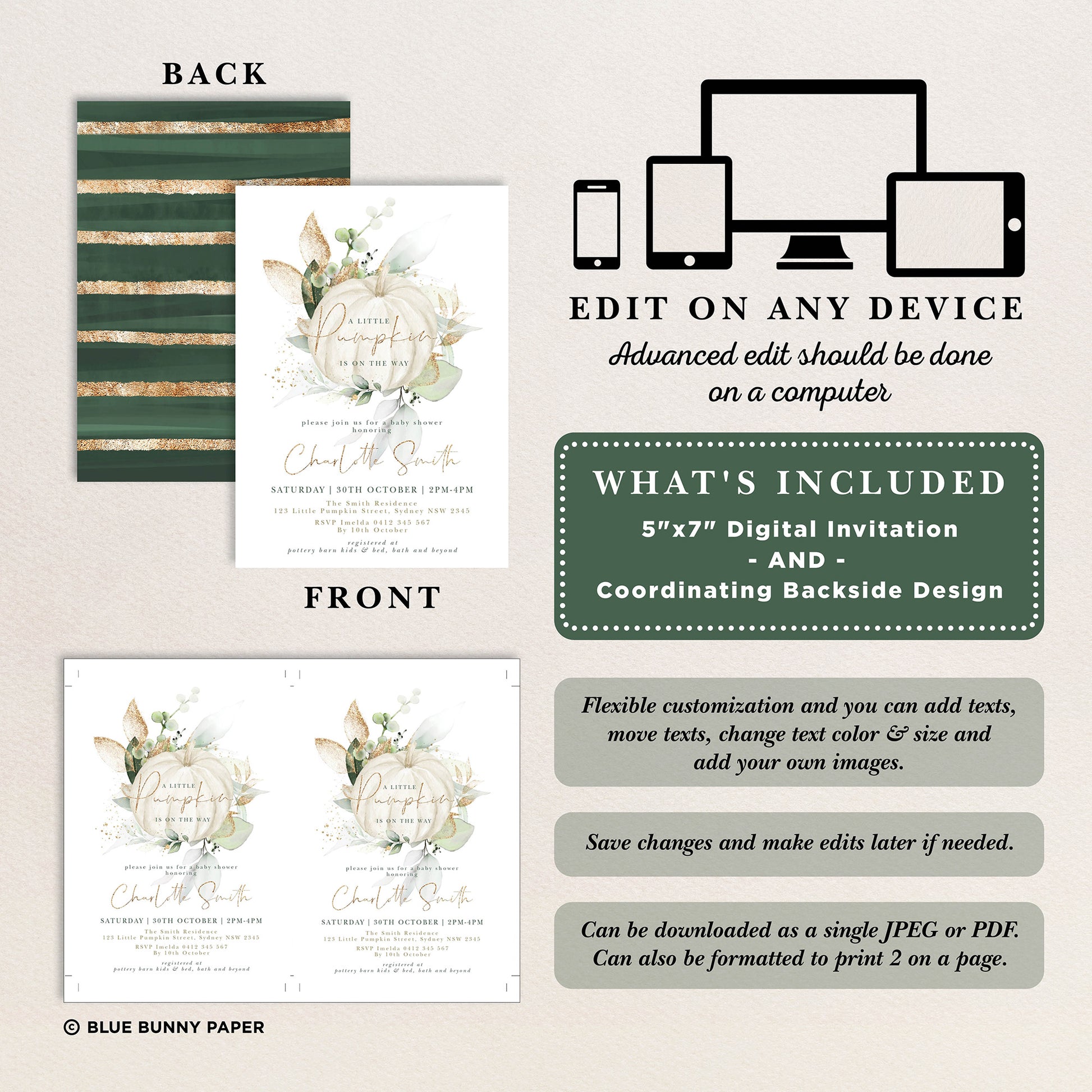 Printable Fall Themed Baby Shower Invites
