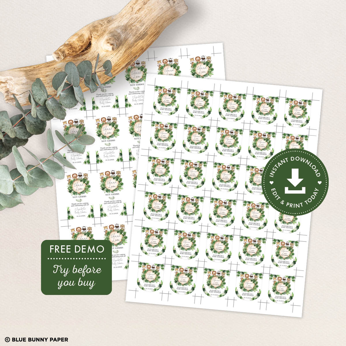 Safari Hand Sanitizer Labels