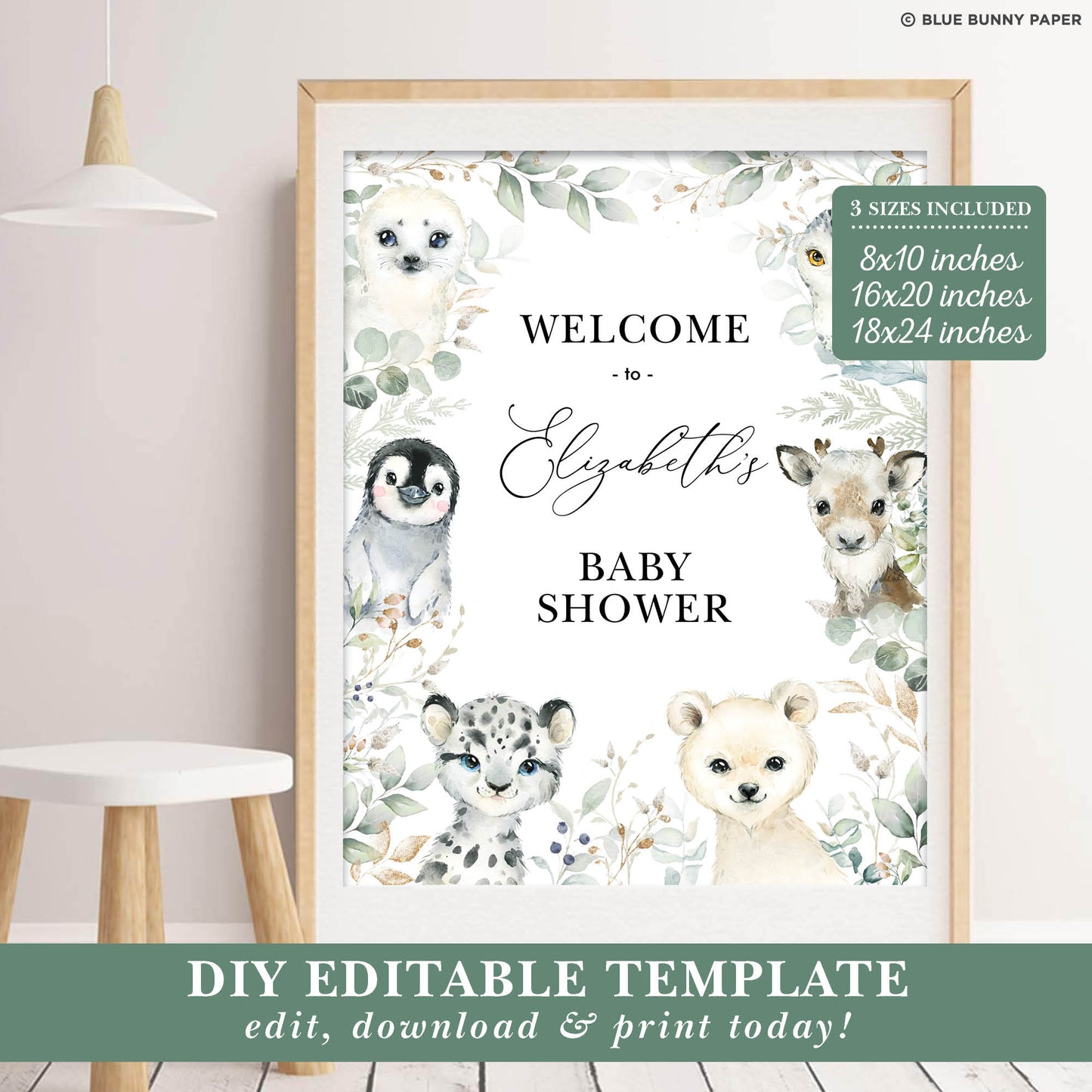 Winter Animals Welcome Sign
