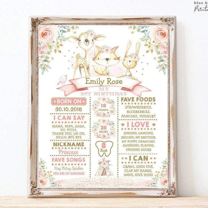 First Birthday Milestone Poster