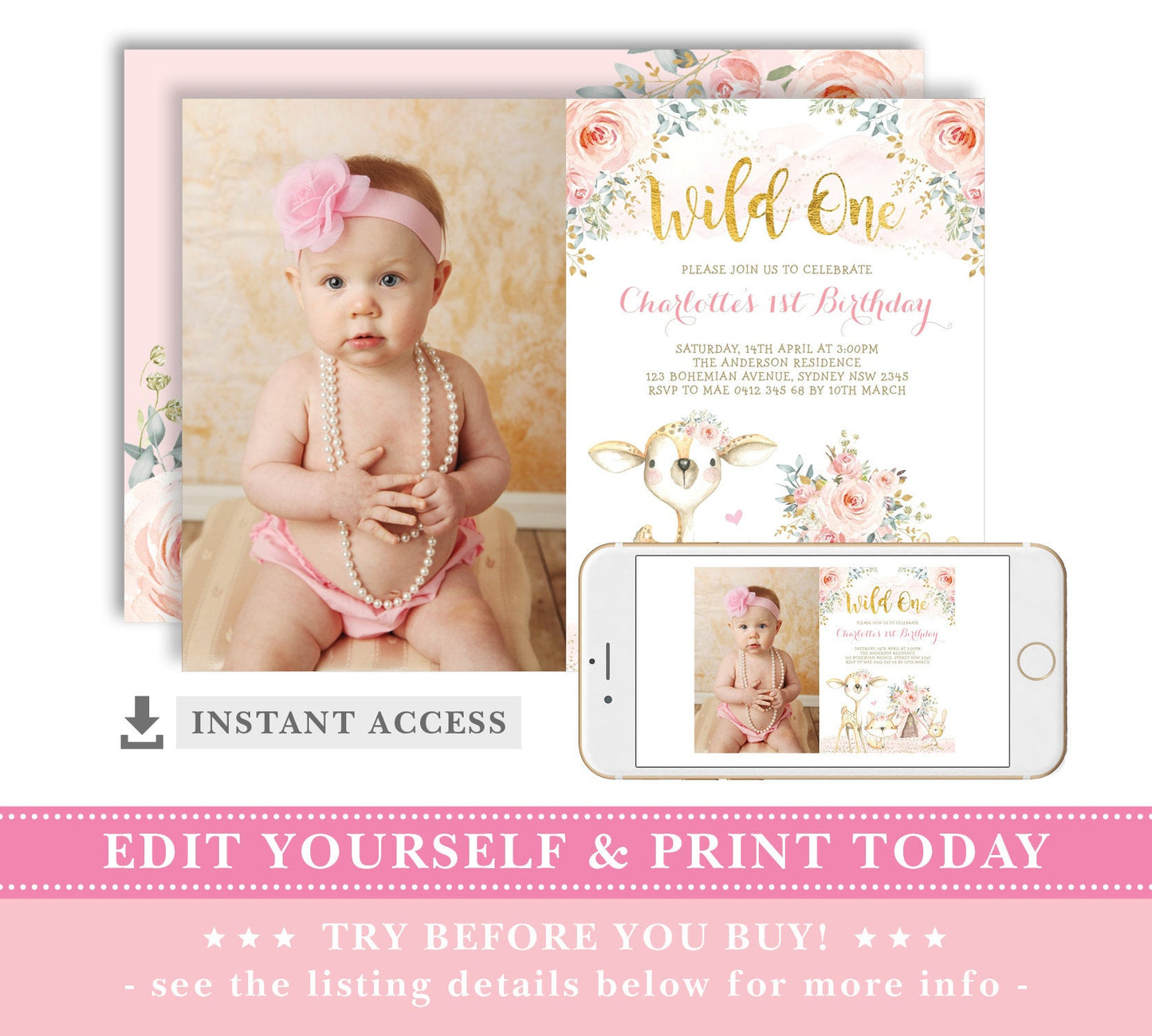Wild One Birthday Invitation