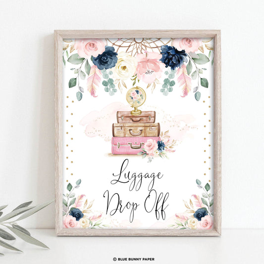 Boho Luggage Drop Off Sign