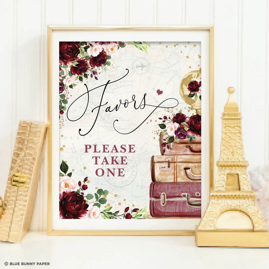 Travel themed Favors Party Sign