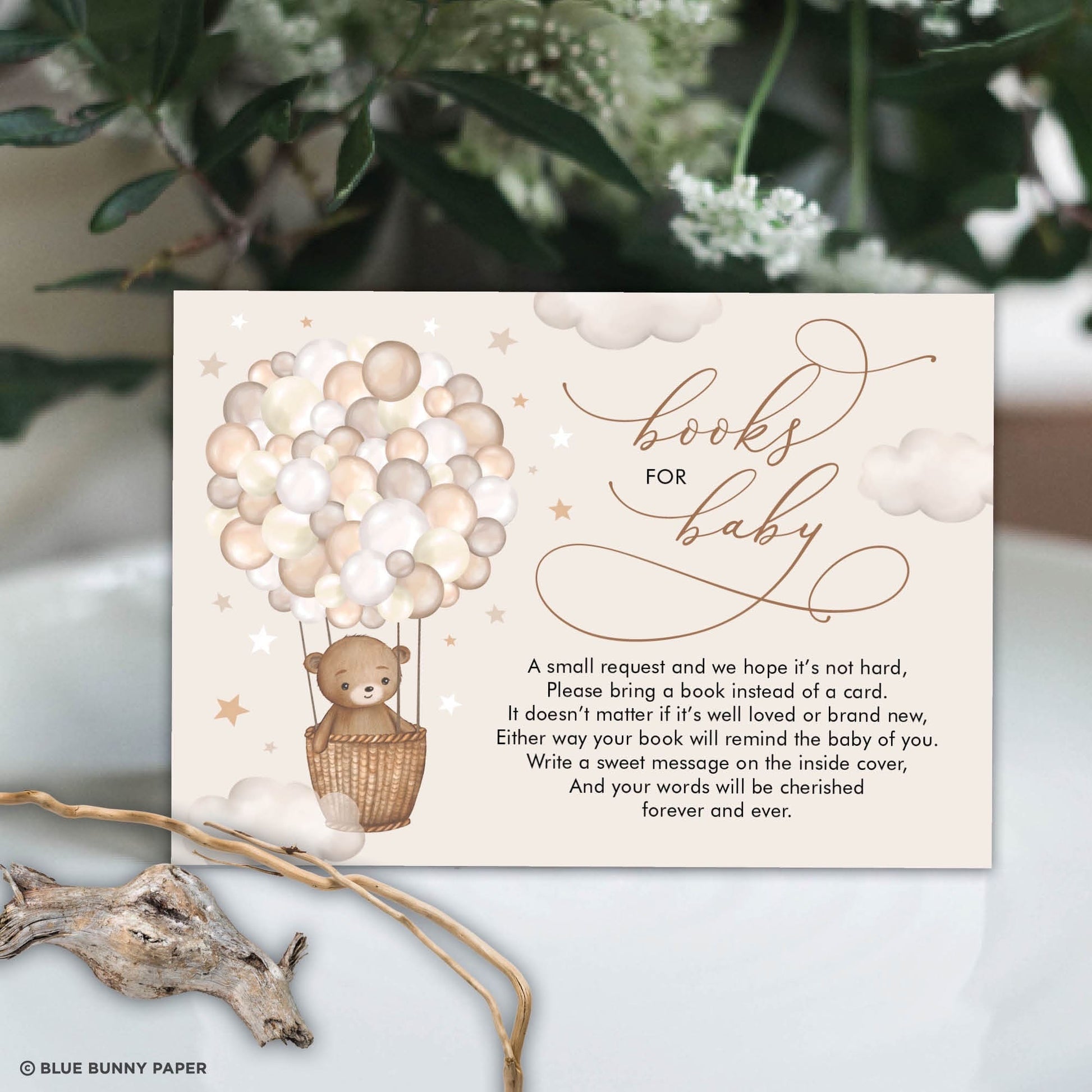 Teddy Bear Baby Shower Book Request Card