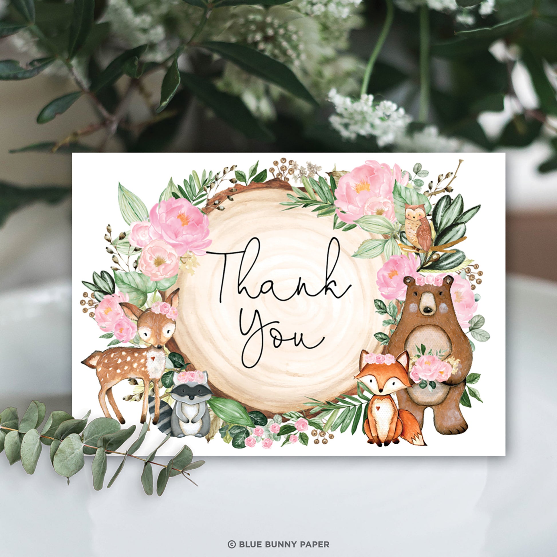 Woodland Animals Folded Thank You Card