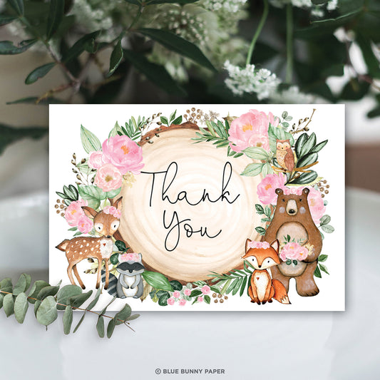 Woodland Animals Folded Thank You Card