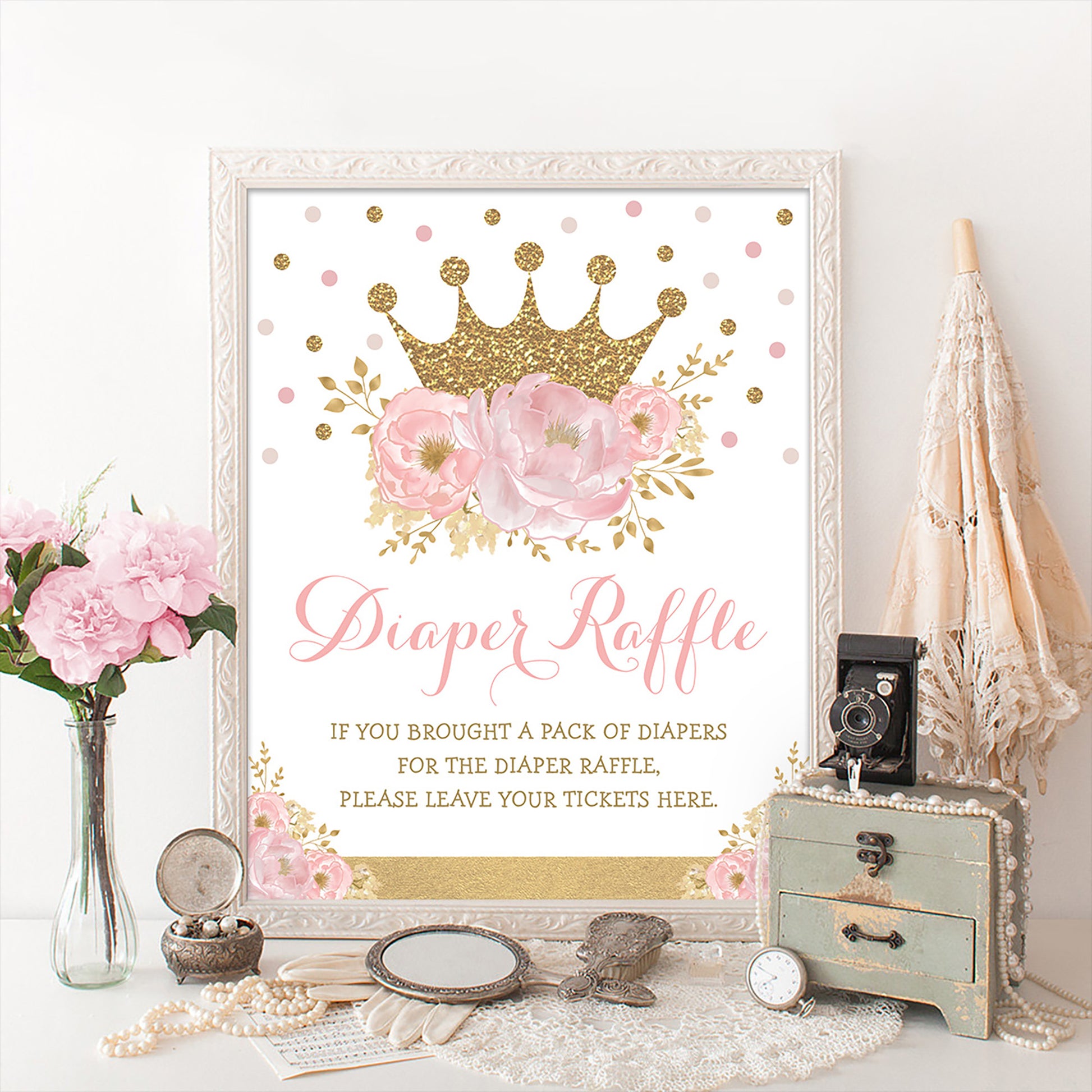 Princess Diaper Raffle Party Sign