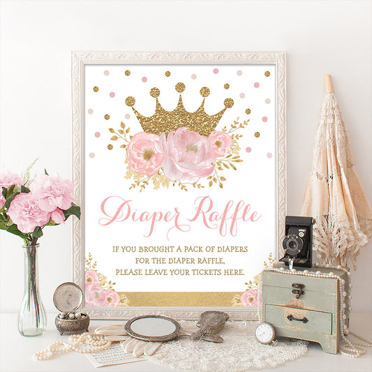 Princess Diaper Raffle Party Sign