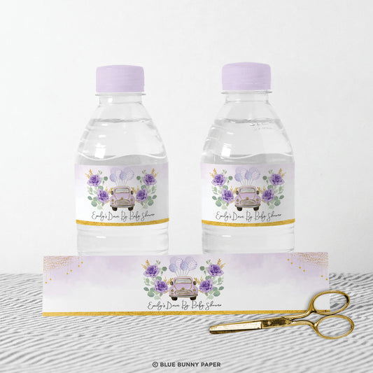 Purple Car Water Bottle Labels