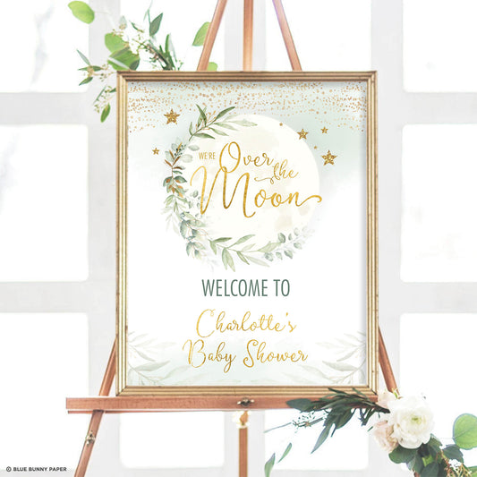 Over the Moon Baby Shower Welcome Sign