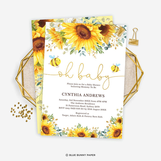 Sunflower Baby Shower Invitations