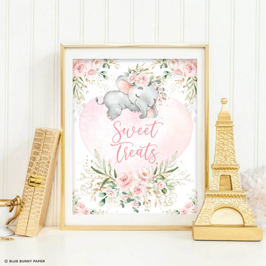 Girl Elephant Sweet Treats Party Sign