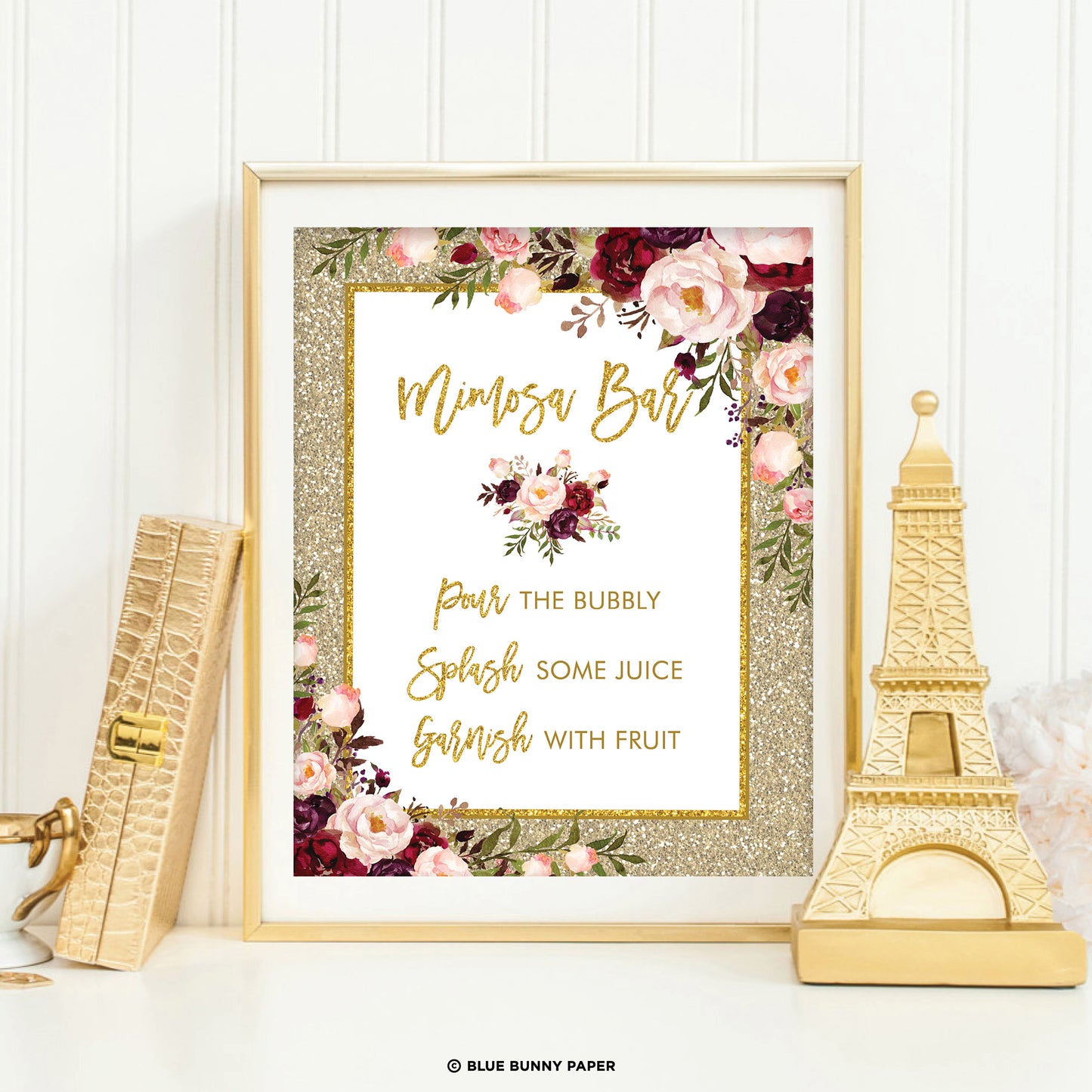 Gold Glitter Mimosa Bar Sign