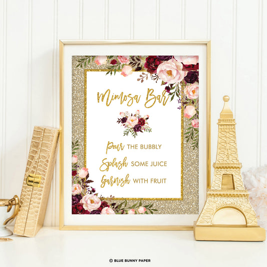 Gold Glitter Mimosa Bar Sign