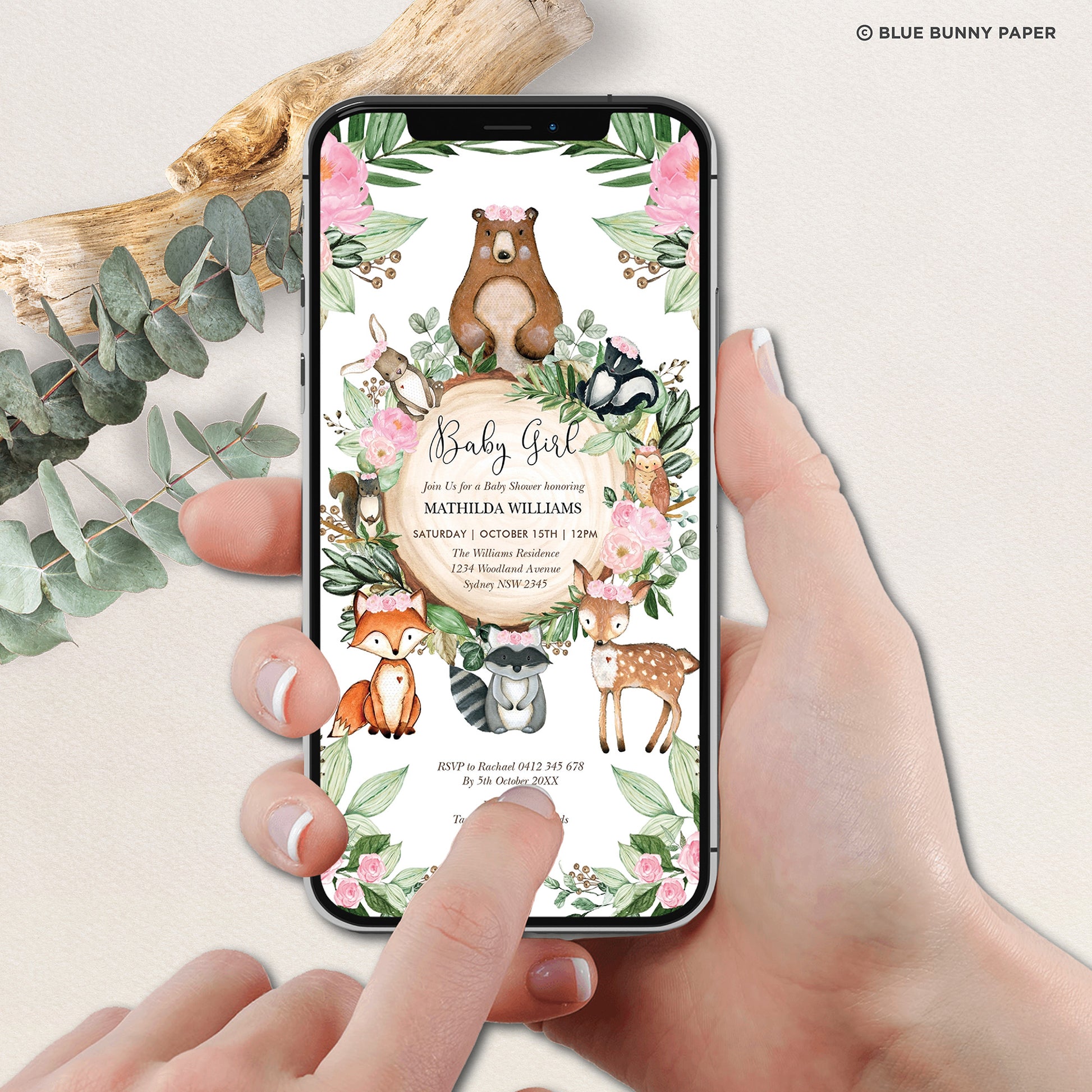 Woodland Digital Baby Shower Invite