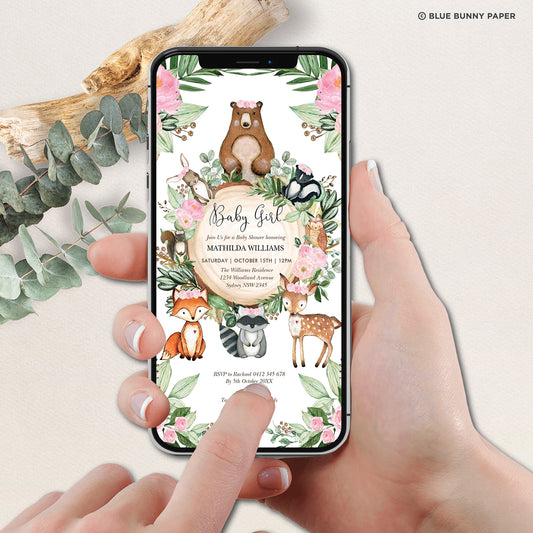 Woodland Digital Baby Shower Invite