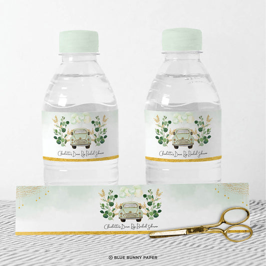 Green Car Water Bottle Label