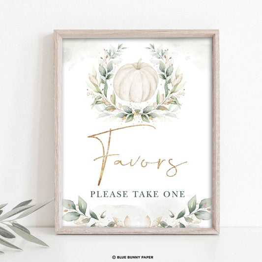 Pumpkin Favors Party Sign