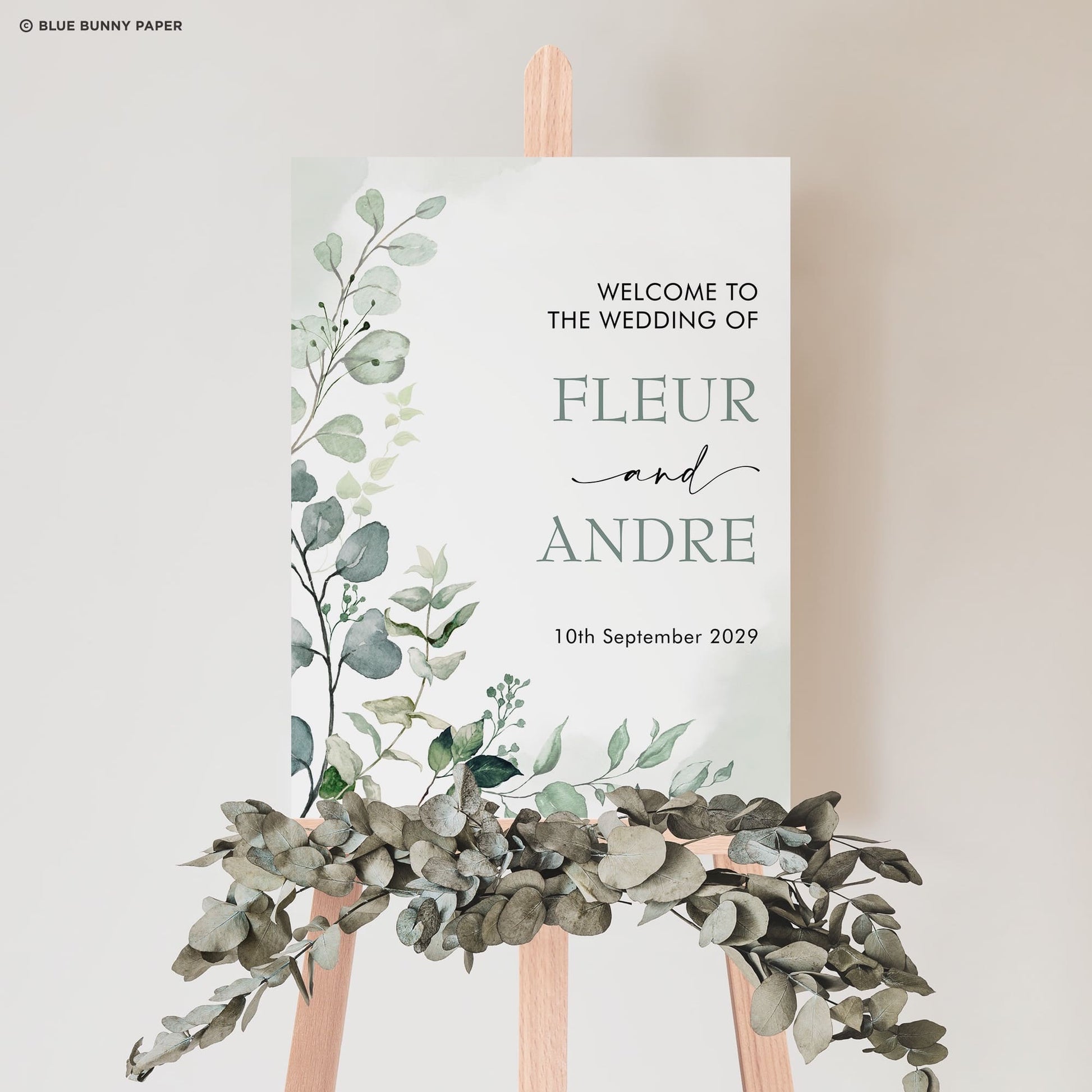 Greenery Wedding Welcome Sign