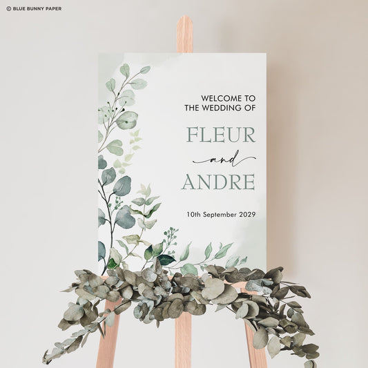 Greenery Wedding Welcome Sign