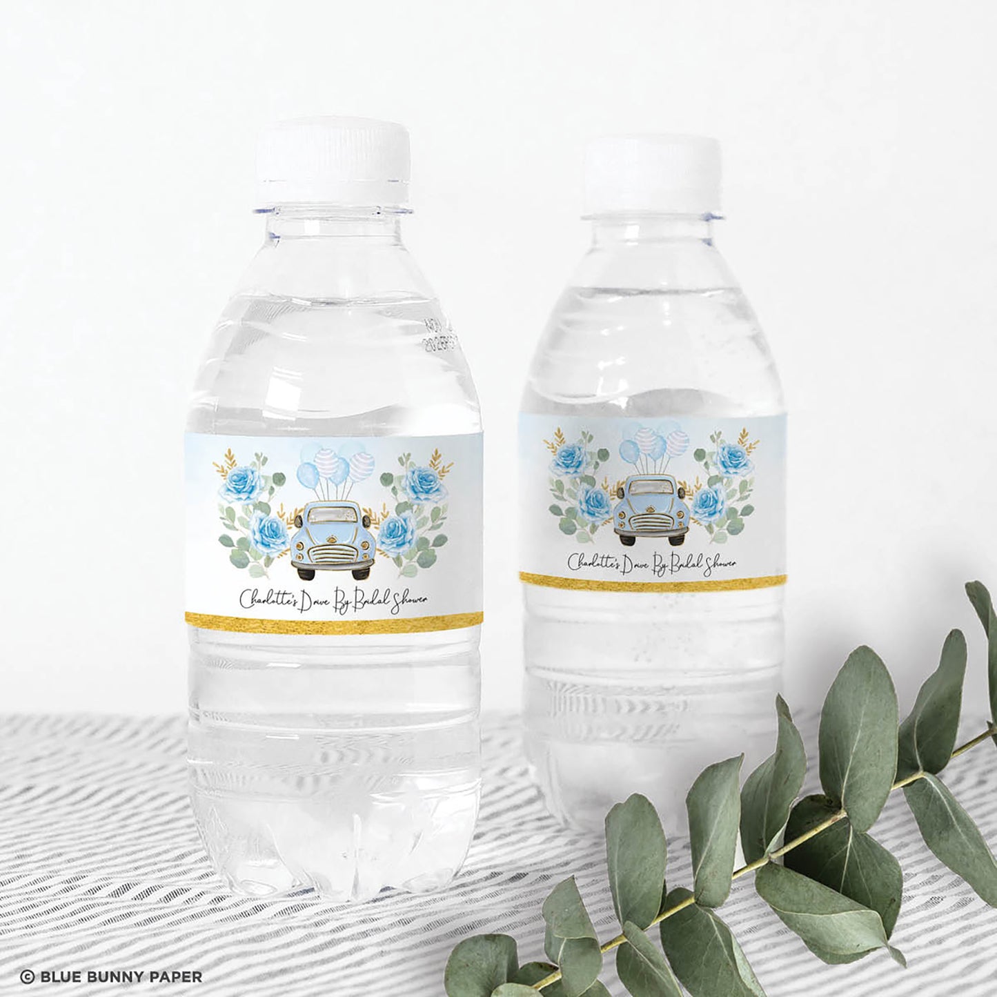 Blue Car Water Bottle Labels