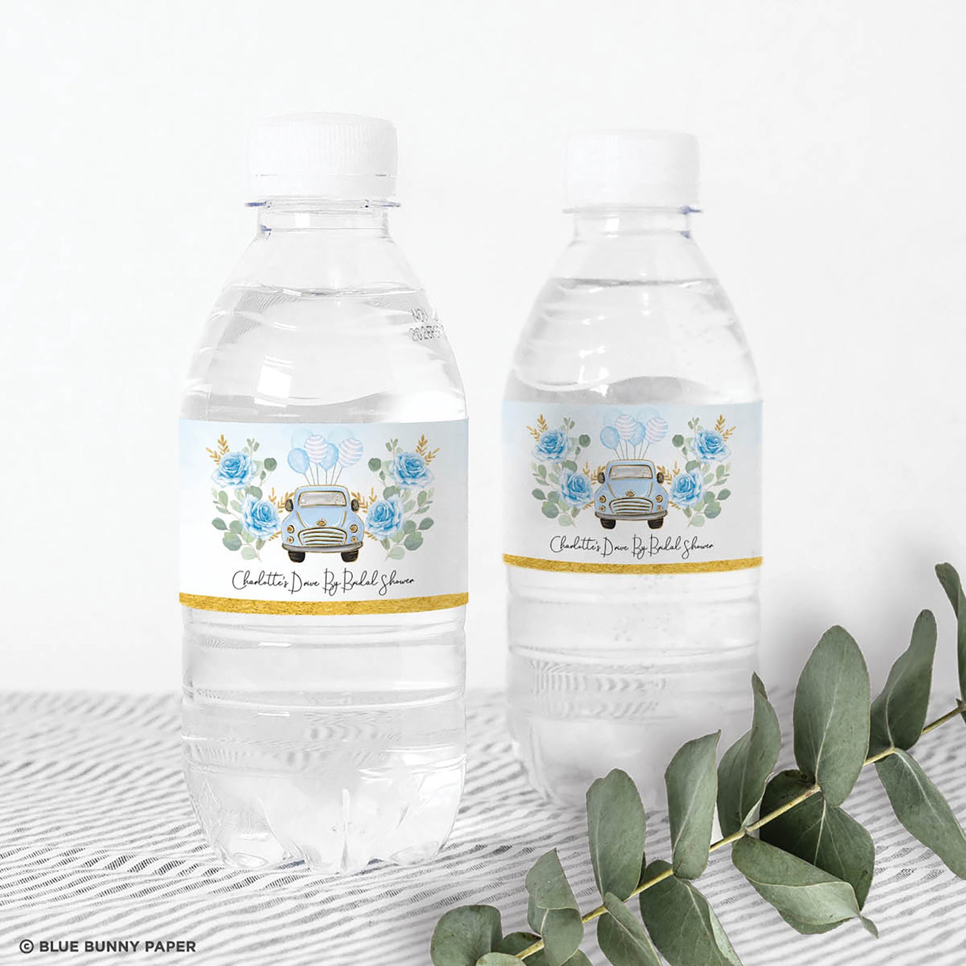 Blue Car Water Bottle Labels
