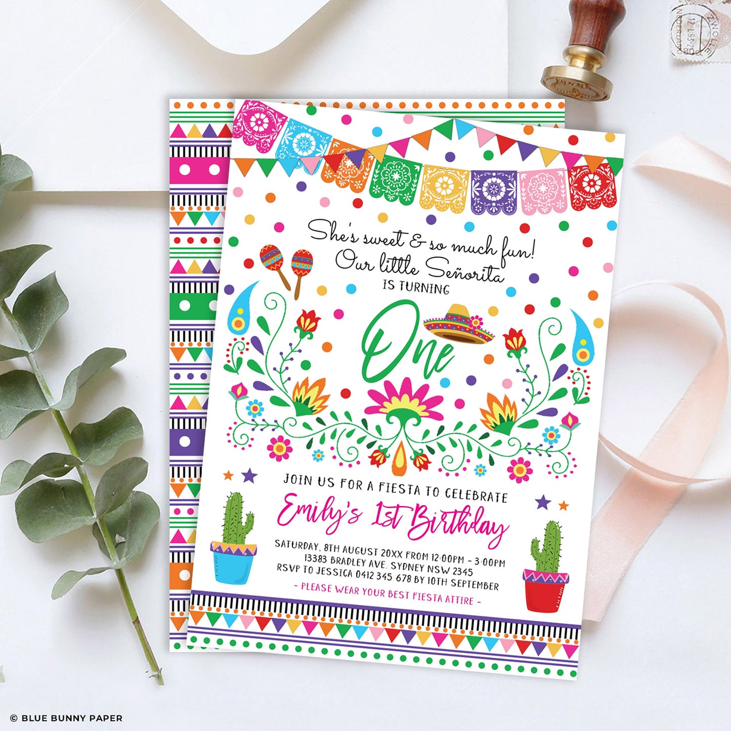 Mexican Fiesta Little Senorita Birthday Invite