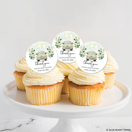 Green Car Cupcake Topper