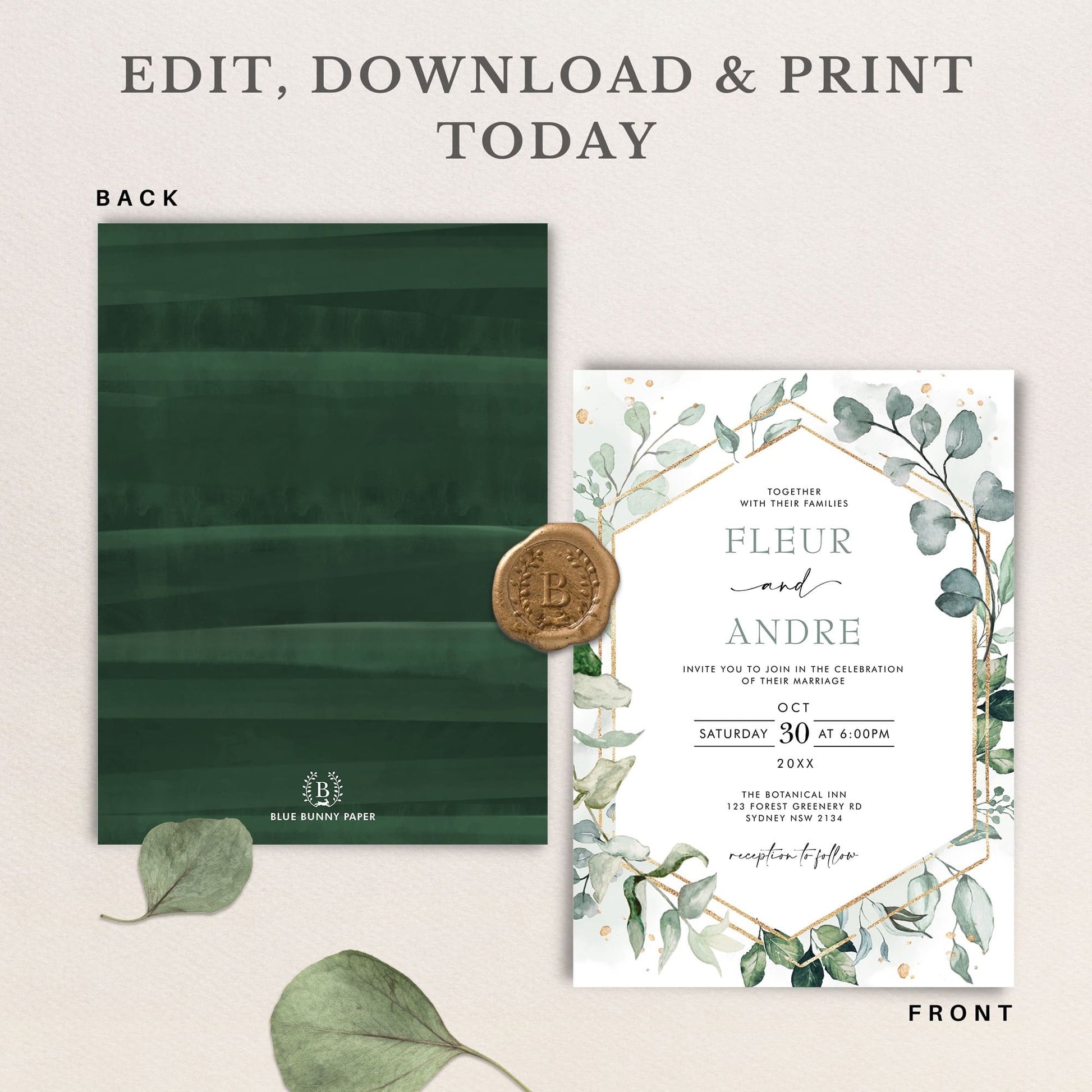 Greenery Digital Wedding Invitation